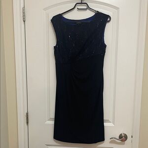 Jessica Navy Sleeveless Sequened Midi Dress